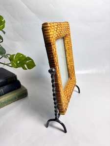 Premium Handmade Wicker <b>Picture</b> <b>Frame</b> Rustic Rattan Photo <b>Frame</b> With Metal Stand Wooden Border Decorative Home Accent - Product Image 4