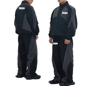 Men Lightweight Microfiber Windbreaker <b>Jacket</b> And Jogger Pants Set Daily Wear Suit - Product Image 1
