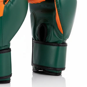 Gants d'entraînement de boxe en PU vert et orange avec fermeture Velcro pour adultes, vente en gros, gants de sparring absorbant les chocs - Product Image 6
