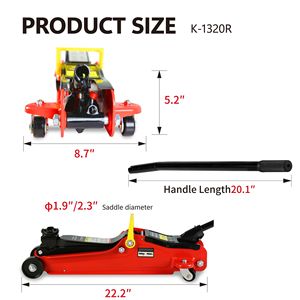 Martinetti per pavimento da corsa in acciaio per impieghi gravosi da 2 tonnellate di pompa per Lifting a pistone singolo per auto con raggio di sollevamento 3.3 "-15.2" - Product Image 3