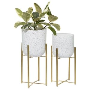 Linea Exports Inc Modern Style Gold Plated Metal Planter Stand Indoor Outdoor Flower Pots Planters Home Decorative Garden Unique - Product Image 6