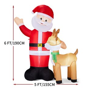 Decorazione Natalizia Gonfiabile Illuminata da 1,9 m con LED, Divertenti Decorazioni da Giardino in PVC, Babbo Natale e Renne, Facile da Gonfiare, con Funzioni Integrate - Product Image 5