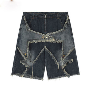 Shorts en jean pour homme personnalisés et tendance, style streetwear, séchage rapide, respirant, écologique, coupe ample, délavé à l'acide - Product Image 2