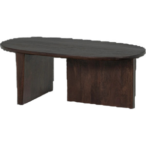 Modern Wood Coffee <b>Table</b> Solid Mango Wood Handmade Living Room Furniture Dark <b>Brown</b> Finish Oval Shape - Product Image 6