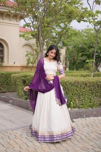 Conjunto de Lehenga Choli de Viscosa Jacquard Premium para Mujer, Marca Onam, con Dupatta en Contraste - Product Image 4