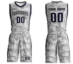 Uniforme de Baloncesto de Camuflaje Personalizado, Conjunto de 2 Piezas, Impresión Sublimada, Secado Rápido, Jersey sin Mangas con Cuello en V y Pantalones Cortos para Adultos - Product Image 1