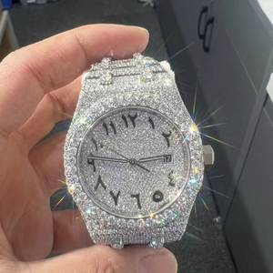 Reloj Deportivo de Lujo Personalizado con Esfera Árabe |   Movimiento Miyota con Diamante Creado en Laboratorio con Claridad VVS |   Reloj de pulsera de hip hop con piedras engastadas a mano - Product Image 1