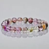 Bracelet extensible en perles de pierres précieuses naturelles Super Seven 8 mm lisses et rondes de qualité AA, bijoux de guérison, vente en gros, hindou, unisexe