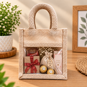 Premium Eco Friendly <b>Small</b> Jute <b>Bag</b> with Soft Padded Cotton Handles Reusable for Jewelry Wedding Return <b>Gifts</b> - Product Image 4