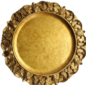 Plato de Servir con Relieve de Flores, Borde Dorado de Primera Calidad, Estilo Americano para Bodas, Vajilla Ecológica - Product Image 1
