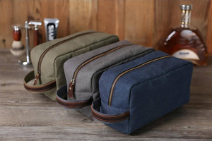 Vintage Waxed Canvas Leather Toiletry Bag Custom Logo Travel Dopp Kit Mens Waterproof Shaving Wash Organizer <b>Case</b> LCTB-0097C - Product Image 4
