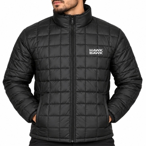 Blouson matelassé à fermeture éclair intégrale pour homme, col montant, imperméable, style streetwear moderne et décontracté - Product Image 1
