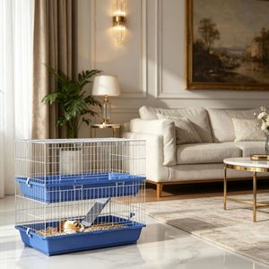 Gabbia di Lusso XL per Animali Domestici, per Criceti e Pappagalli, con Motivo Personalizzato, in Ferro Zincato, Plastica e Vetro, per Razze di Piccole Dimensioni - Product Image 1