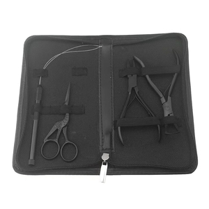 Kit Profesional de 4 Piezas de Color Negro para Extensiones de Cabello, Alicates para Remover Anillos y Cuentas de Extensiones de Cabello con Estuche de Cuero - Product Image 3