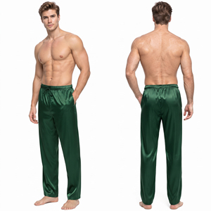 Wholesale <b>Men</b> Silk Satin <b>Lounge</b> <b>Pants</b> Low Drawstring Waist Eco-Friendly Sleeping Trousers <b>Men</b> Relaxed Fit Satin Trousers - Product Image 4
