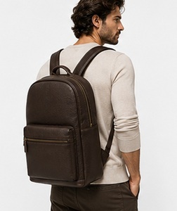 Gravs Black Genuine Leather Vintage Mens Business Travel Laptop <b>Backpack</b> Waterproof Anti-Theft Winter Polyester School - Product Image 4