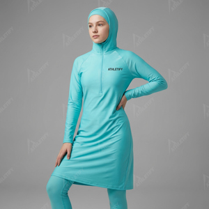 Burkini Modeste Personnalisé pour Femme, Couverture Intégrale, Legging Respirant à Manches Longues, Protection UPF50+, Maillot de Bain pour Surf, Piscine et Vacances - Product Image 1