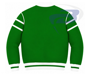 Veste universitaire pour femme Iota Phi Lambda, blanche, avec lettres grecques brodées, fermeture éclair sur le devant, style preppy, col et poignets, veste de style Letterman - Product Image 2