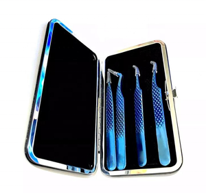Ensemble de pinces à cils en acier inoxydable Dorlon Blue Plasma Diamond Grip 45 Degree Straight Pointed Tip CE ISO Certified for Eyelash - Product Image 2