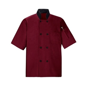 Chaqueta de Chef Unisex de Manga Corta, Tela de Lona, Impresión Digital, Cierre de Botones a Presión, Uniforme para Restaurante o Bar, Blanca - Product Image 1