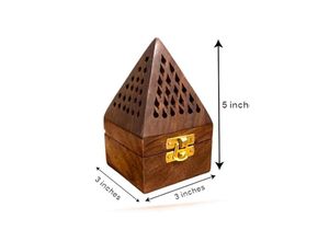 Caja de Incienso Piramidal de Madera, Atrapador de Cenizas, Soporte para Agarbatti, Hecho a Mano, Duradero, Decoración Religiosa para el Hogar, Oficina, Meditación - Product Image 5