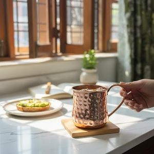 Modern Copper Moscow Mule <b>Mugs</b> Designed For Cold Beverage Service Elegant Addition To Kitchen Bar And Party Hosting - Product Image 2