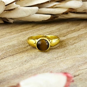 New Arrival Best Boho <b>Tiger</b> <b>Eye</b> <b>Rings</b> for Women Brass Vintage <b>Rings</b> 18k Gold Plated Solitaire Statement for Wholesale/OEM/ODM - Product Image 1