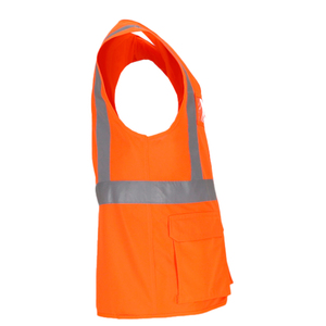 High Visibility <b>Orange</b> Safety Vest with Reflective Stripes Polyester Workwear Unisex <b>Hi</b> <b>Vis</b> Uniform - Product Image 3