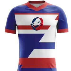 Ensemble de tenue de football bleu roi et rouge avec accents blancs, maillot de football à manches courtes et short, uniforme d'équipe respirant pour les matchs - Product Image 6