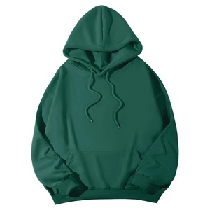 Men's Blue Hooded Sweatshirt Solid Color Oversized Fit Casual Winter Wear Regular Sleeve Knitted Fabric Pocket Embroidered - Product Image 5