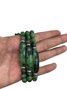 Gemstone Polished <b>Ruby</b> Zoisite New Design Bead <b>Bracelet</b> Stretchable Crystal Jewelry Free Form Love Theme Amayra Exports Gujarat - Product Image 2