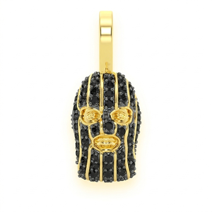 Masque de ski unisexe personnalisé en or massif 10K rhodié avec diamants naturels noirs, style hip-hop tendance, massif et glacé, pièce maîtresse de style - Product Image 1