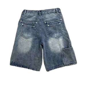 Shorts de Mezclilla de Cintura Alta para Hombre, Estilo Cargo con Patrón Repujado, Ropa Casual de Verano, Tela de Algodón Lavado a la Piedra - Product Image 6