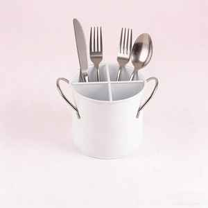 Modern Plastic Cutlery Holder 2 Compartment Utensil Organizer Kitchen Countertop Spoon Fork <b>Storage</b> Box Drain Design - Product Image 4