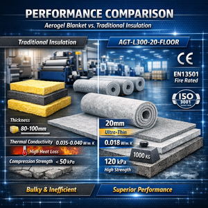 Couverture isolante en aérogel de 20 mm |   300 ° Isolation de sol pour chauffage par le sol et entrepôts frigorifiques à haute valeur R et haute résistance à la compression - Product Image 5