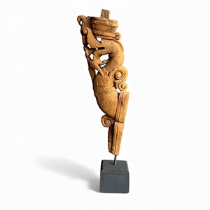 Corbeille murale en bois massif vintage indien, sculptée à la main, décoration architecturale, style rustique antique, intérieur de la maison, cuisine, salon - Product Image 6