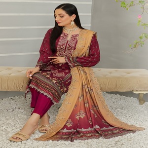 Costumes 3 pièces pakistanais d'hiver pour femmes Impression numérique Bin Hameed Vol Gulfishan Ladies Salwar Kameez Dress Indian Pakistani - Product Image 6