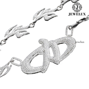 Export Quality <b>Statement</b> <b>Necklace</b> Moissanite Letter Design 925 Silver Rhodium Plated Luxury Party Jewelry Unisex From India - Product Image 2