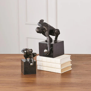 Offre Spéciale : Sculpture Abstraite Moderne en Aluminium, Statue Humaine de Homme Penseur Accroupi, Figurine Décorative pour Salon - Product Image 2