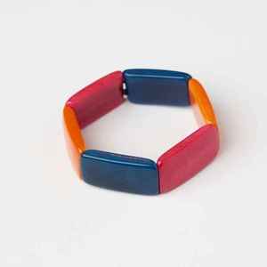 Bracelet en résine fait main, motif floral rond orange, rouge et jaune, couleur personnalisée, accessoire de bijouterie artisanale pour mariage - Product Image 2