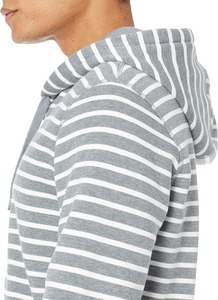 Sweat-shirt à capuche zippé gris rayé pour homme, coupe classique, décontracté, en coton tricoté, pour le printemps - Product Image 4