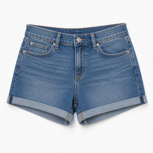 Shorts en jean délavé bleu pour femme, taille haute, coupe slim, décontracté, extensible, style vintage, mode streetwear d'été, OEM ODM - Product Image 1