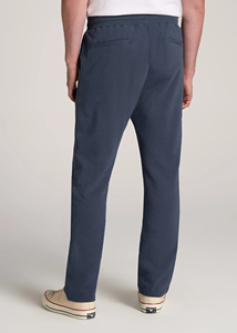 Pantalon de jogging décontracté pour homme en twill bleu clair délavé à l'acide, coupe droite, taille mi-haute élastique, avec poches latérales, idéal pour le printemps - Product Image 4