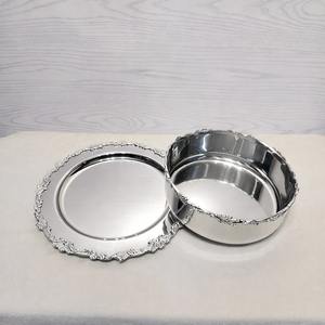 Bol à chocolat rond de créateur avec assiette Bol à dessert en acier inoxydable à bordure de créateur pour la décoration de table - Product Image 6