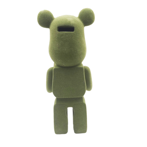 ตุ๊กตาหมีการ์ตูนสีเขียว งานศิลปะเซรามิกเคลือบสีด้วยมือ ของสะสมตกแต่ง - Product Image 4