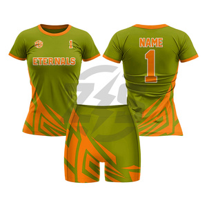 Women's Volleyball Jersey Set Sublimation Print Blue Green Breathable Polyester Uniform - Product Image 3