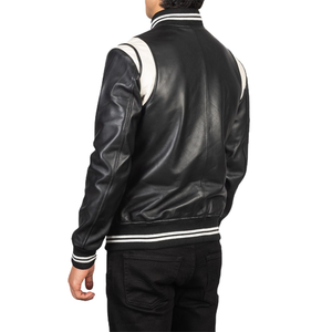Blouson universitaire unisexe en laine coupe-vent et respirant, col montant noir, logo frontal, doublure en coton, streetwear personnalisable, hiver 2026 - Product Image 6