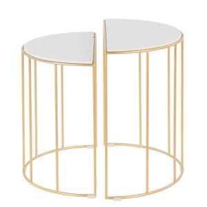 Vintage Metal <b>Nesting</b> <b>Table</b> With Glass Top Stylish Home Accent Furniture For Contemporary Interior Decoration Spaces - Product Image 6