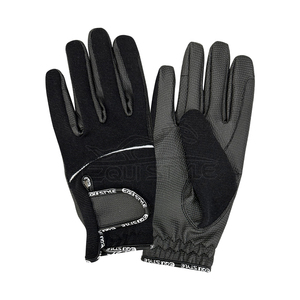 Black PU Leather Riding Gloves Custom Design <b>Full</b> Finger Anti <b>Slip</b> Durable Synthetic Winter Equestrian Gloves OEM - Product Image 1