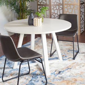 Set da Pranzo Rotondo Varna in 3 Pezzi, Elegante Tavolo con Basamento a Cavalletto e 2 Sedie per Sala da Pranzo - Product Image 1